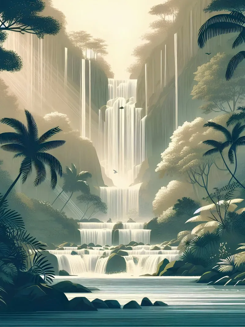 Cascata nella giungla pellicola backlit da Digital Naive