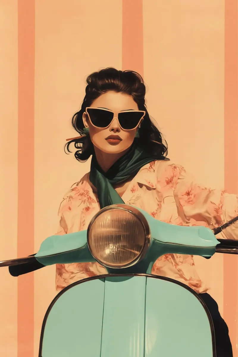 Vintage Vespa Ride poster with plastic frame by Mosaic Dialogue