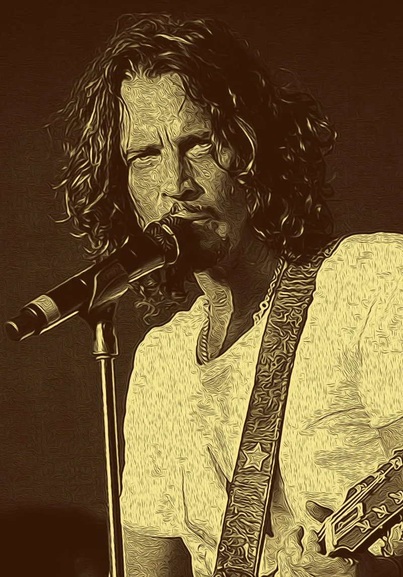 Gli echi di Chris Cornell sotto i riflettori pellicola backlit da singpentinksale
