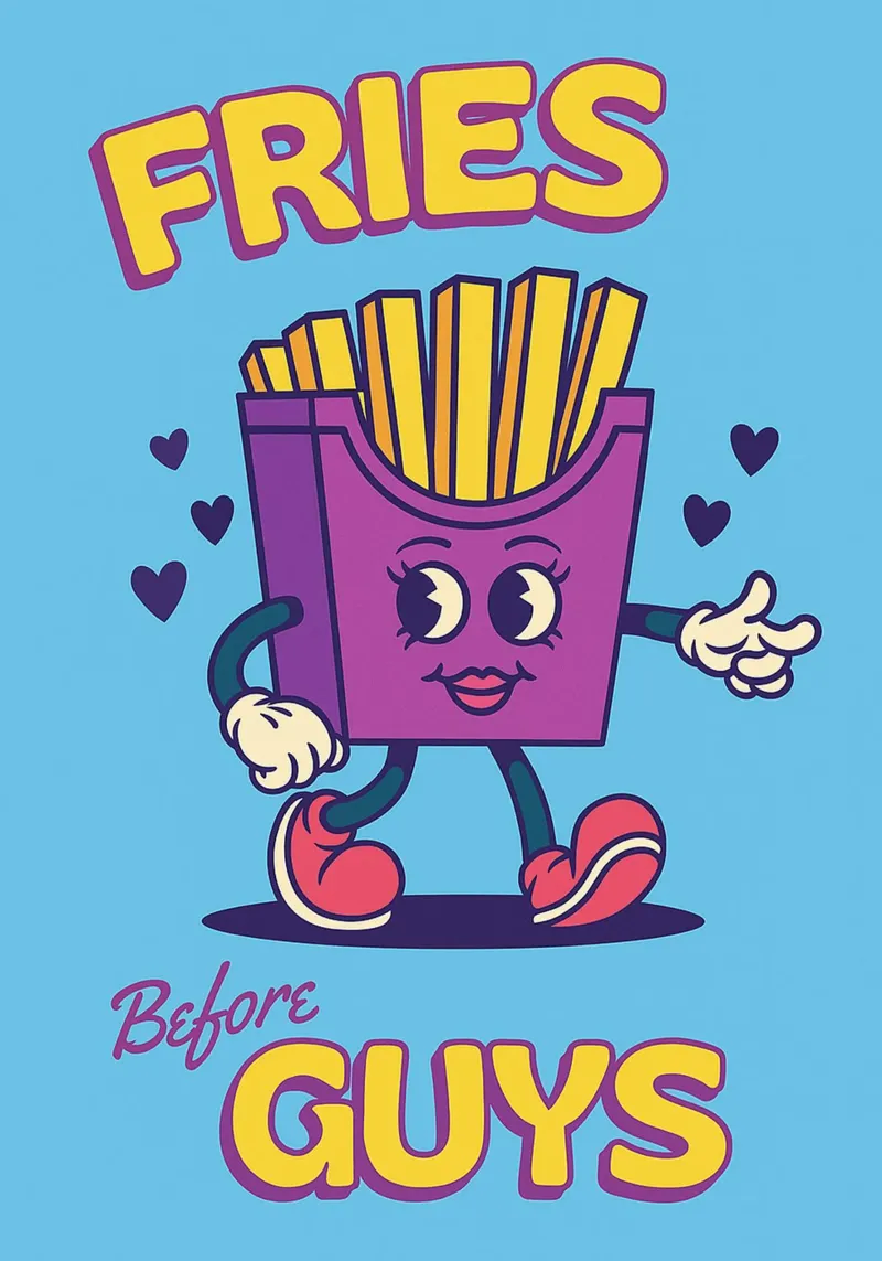 Le patatine fritte prima dei ragazzi poster con telaio in alluminio da oneone