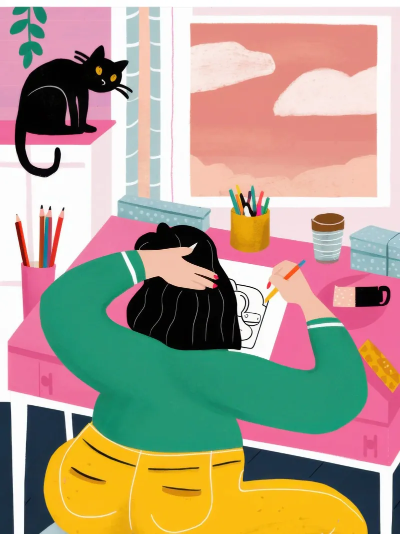 Desk Cat Distraction canvas by Pale Aura