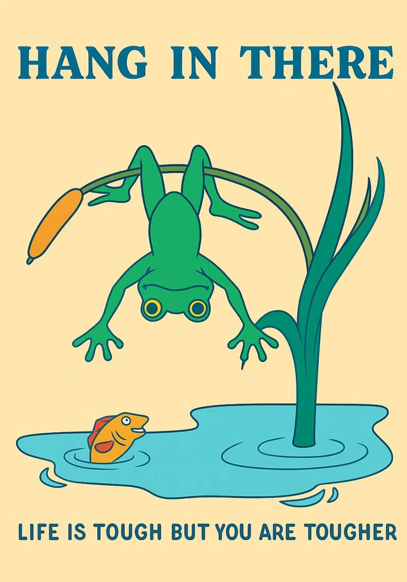 Funny Frog Hang In there Hahnemühle von oneone