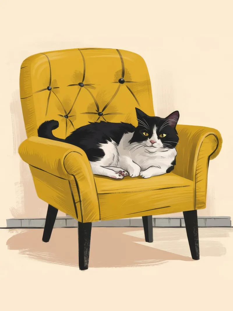 Poltrona Tuxedo Cat Yellow pellicola backlit da Stone Decade