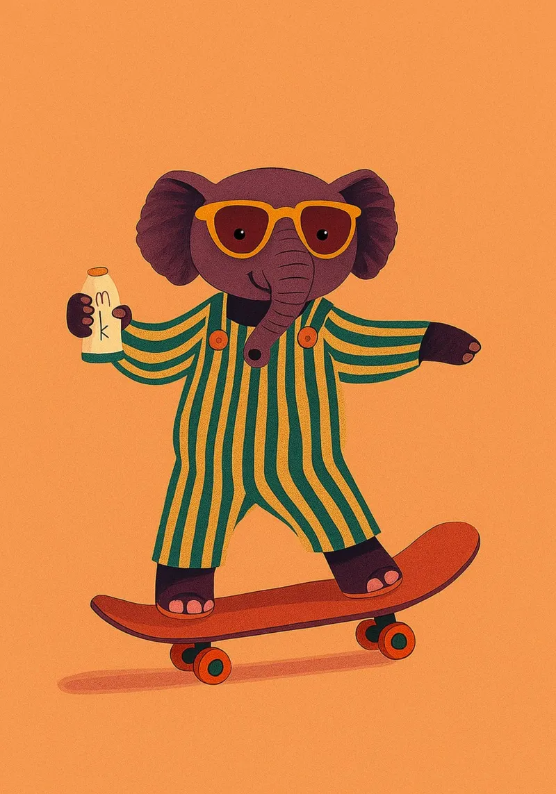 divertente elefante da skateboard tela con Cornice a cassetta da oneone