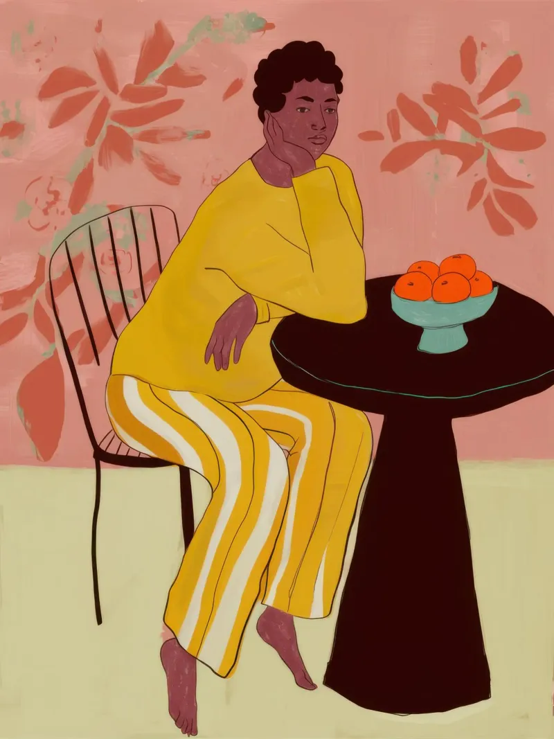 Yellow Jumpsuit Gathering canvas by Marigold Tiga