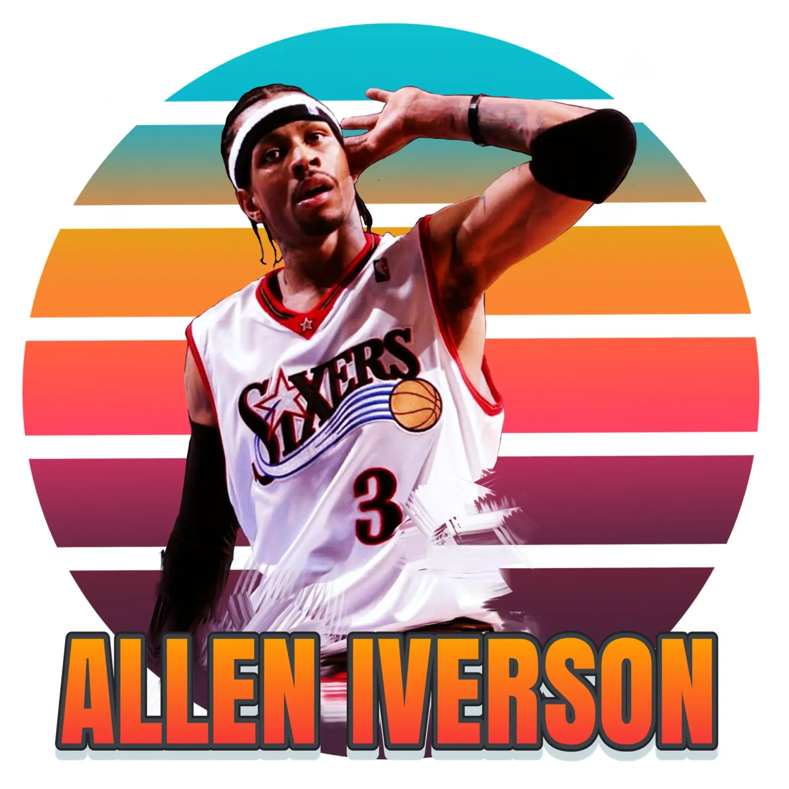 Allen Iverson vintage poster con telaio in legno da Lembayung art