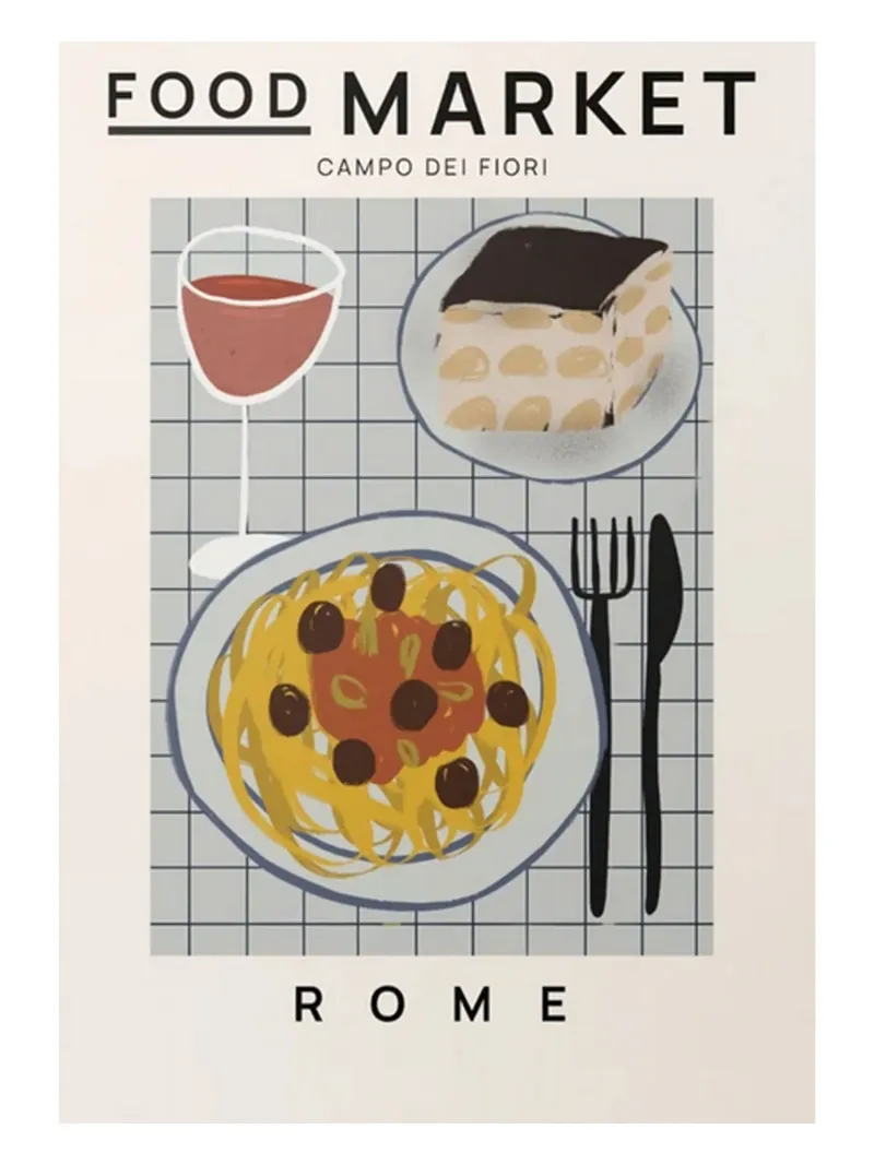 Mercato alimentare di Roma poster con telaio in alluminio da Food Market