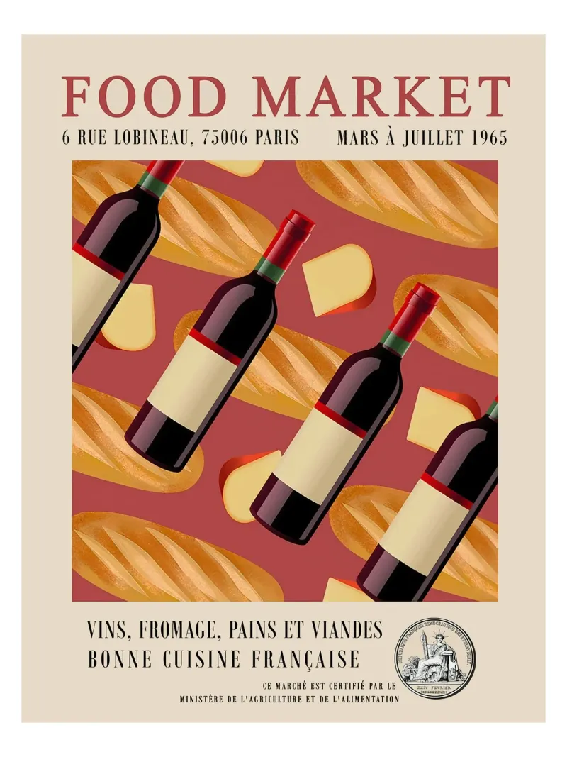 Bottiglia del mercato alimentare poster con telaio in alluminio da Food Market