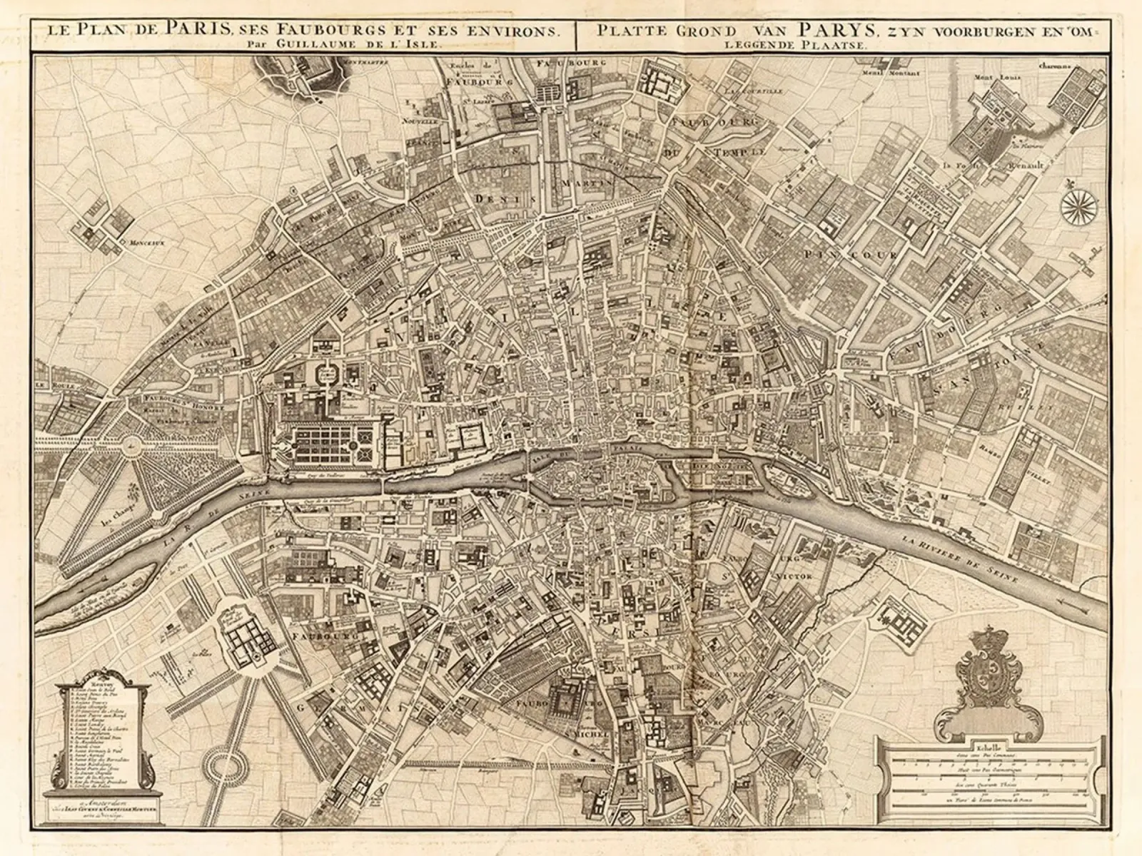 Poster d'epoca con la mappa di Parigi poster da Lyndamaps