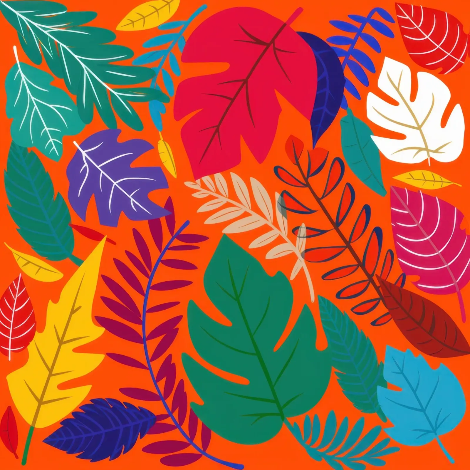 Vurige herfsttropen poster met kunststof frame van Arcane Lines