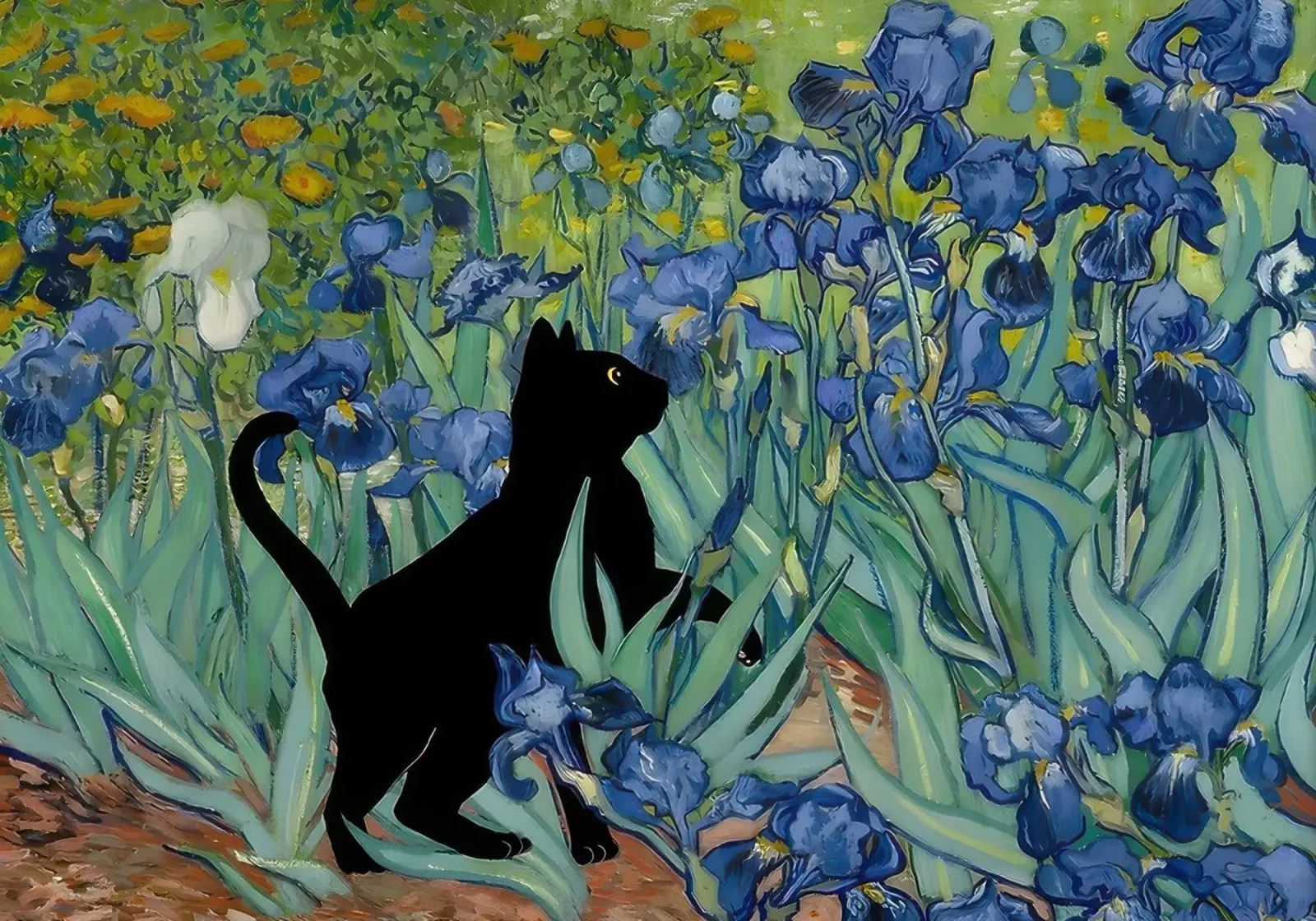 Iris di Vincent Van Gogh Gatto nero pellicola backlit da clay bobby