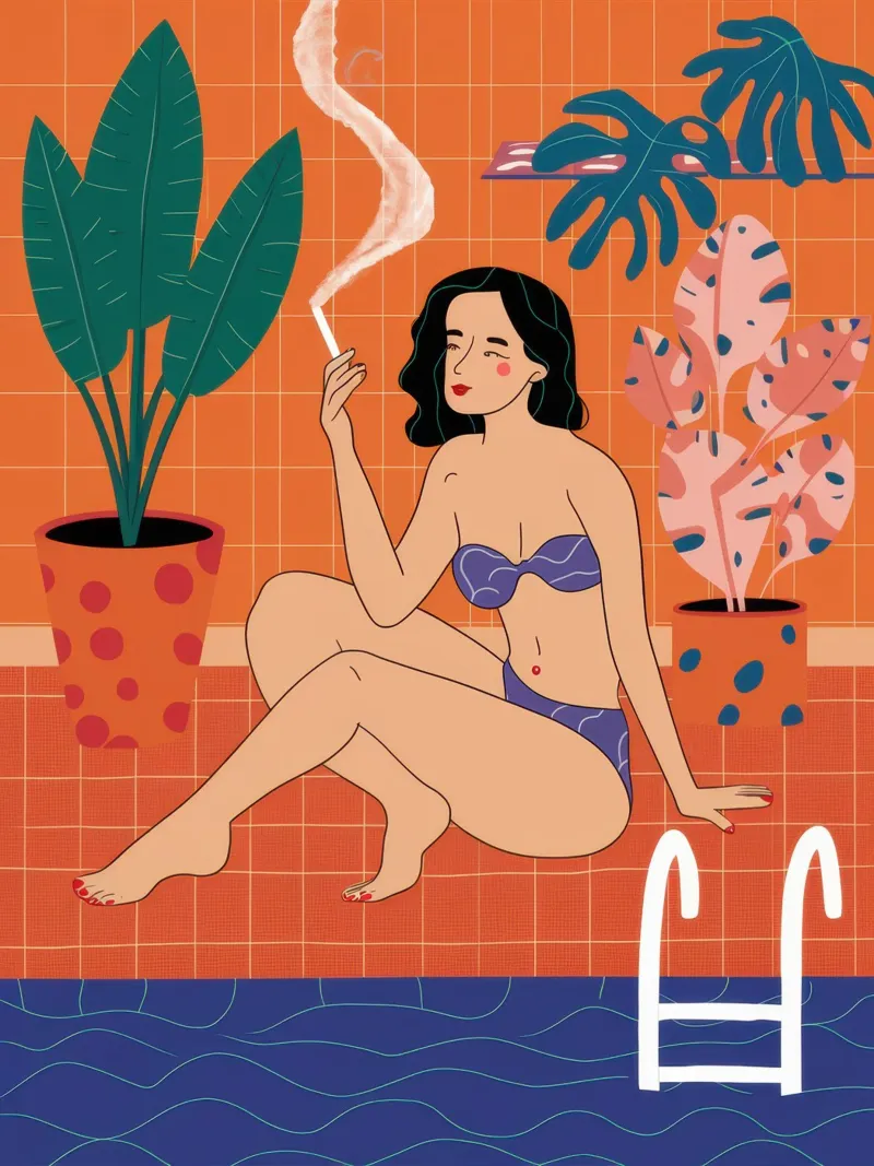 Sommerliche Ruhe am Pool Poster von Marigold Tiga