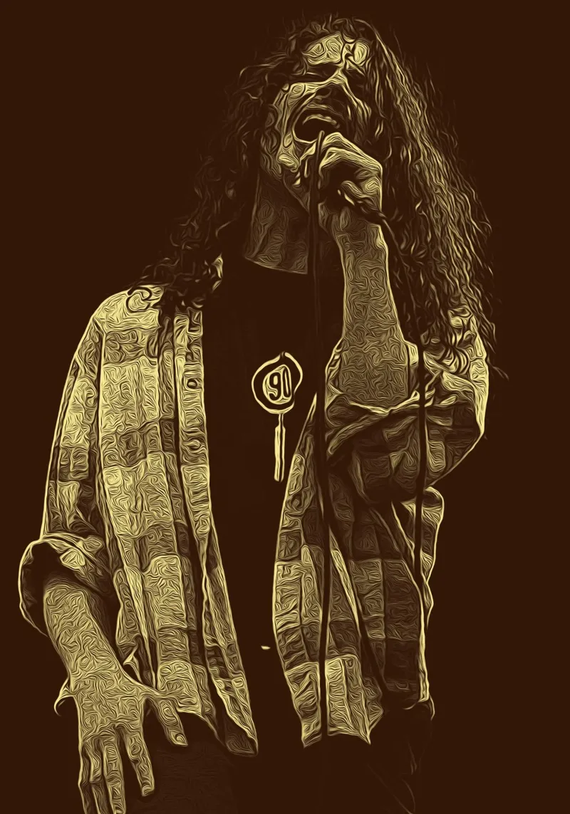 Chris Cornell lleva el grunge en las venas poster con marco de madera de singpentinksale