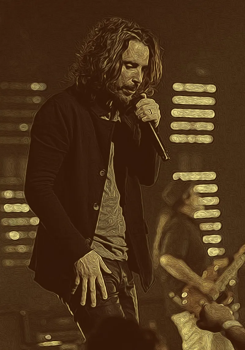 Chris Cornell luci di scena fumose pellicola backlit da singpentinksale