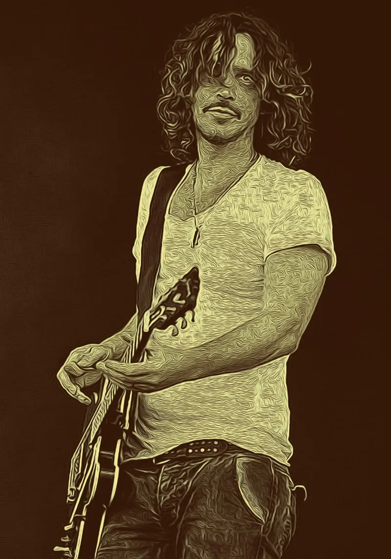Chris Cornell musicista retrò pellicola backlit da singpentinksale