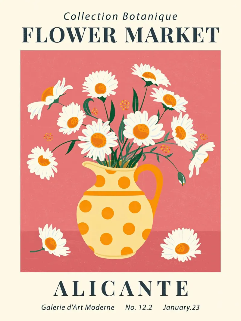 Mercato dei fiori di Alicante poster con telaio in legno da TekleDawit