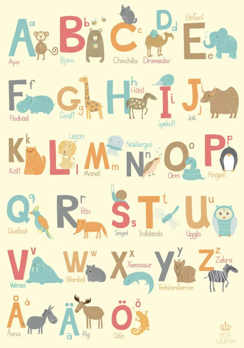 Alfabeto degli animali (svedese) alluminio dibond da Knowladge star