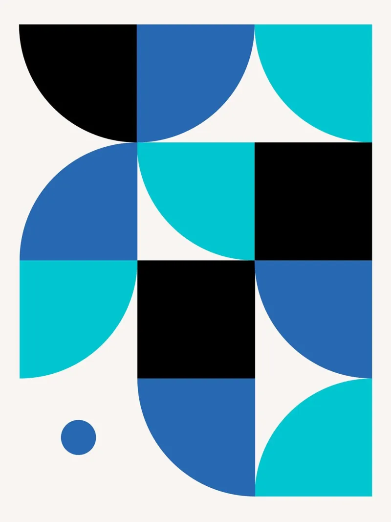 Forme geometriche blu - Poster astratto moderno carta hahnemühle da Studio Vibe
