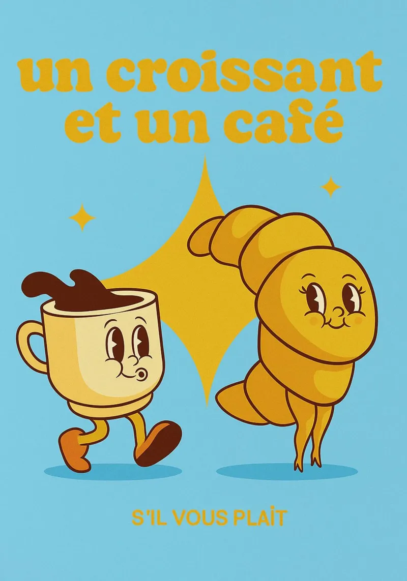 un croissant e un caffè pellicola backlit da oneone
