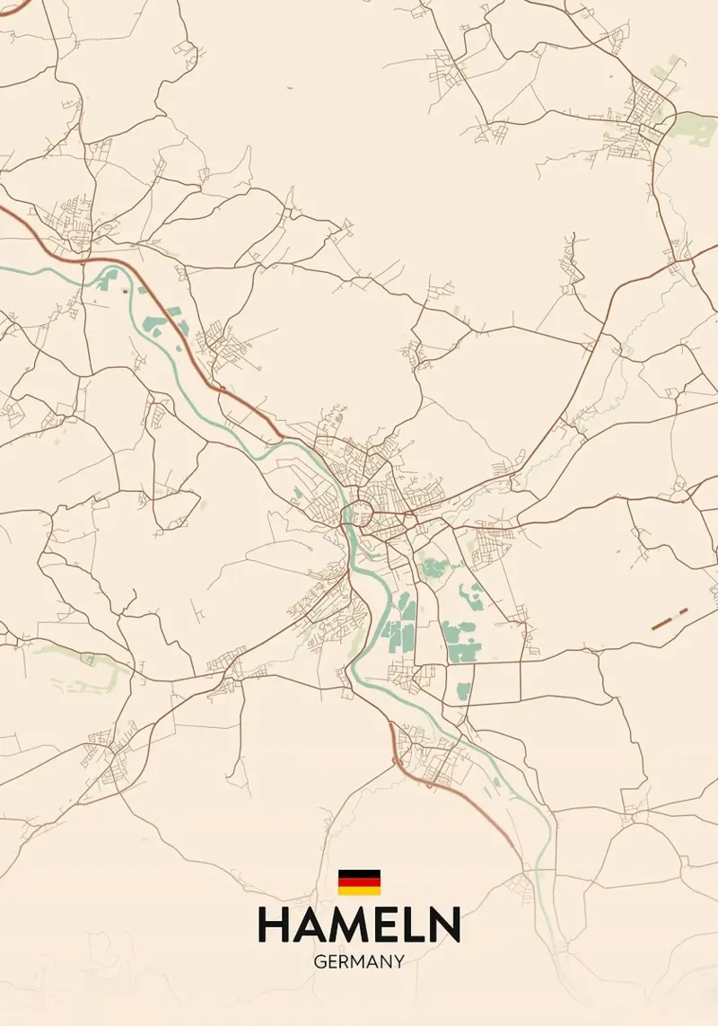 Hameln map city hahnemühle by Rick Thompson