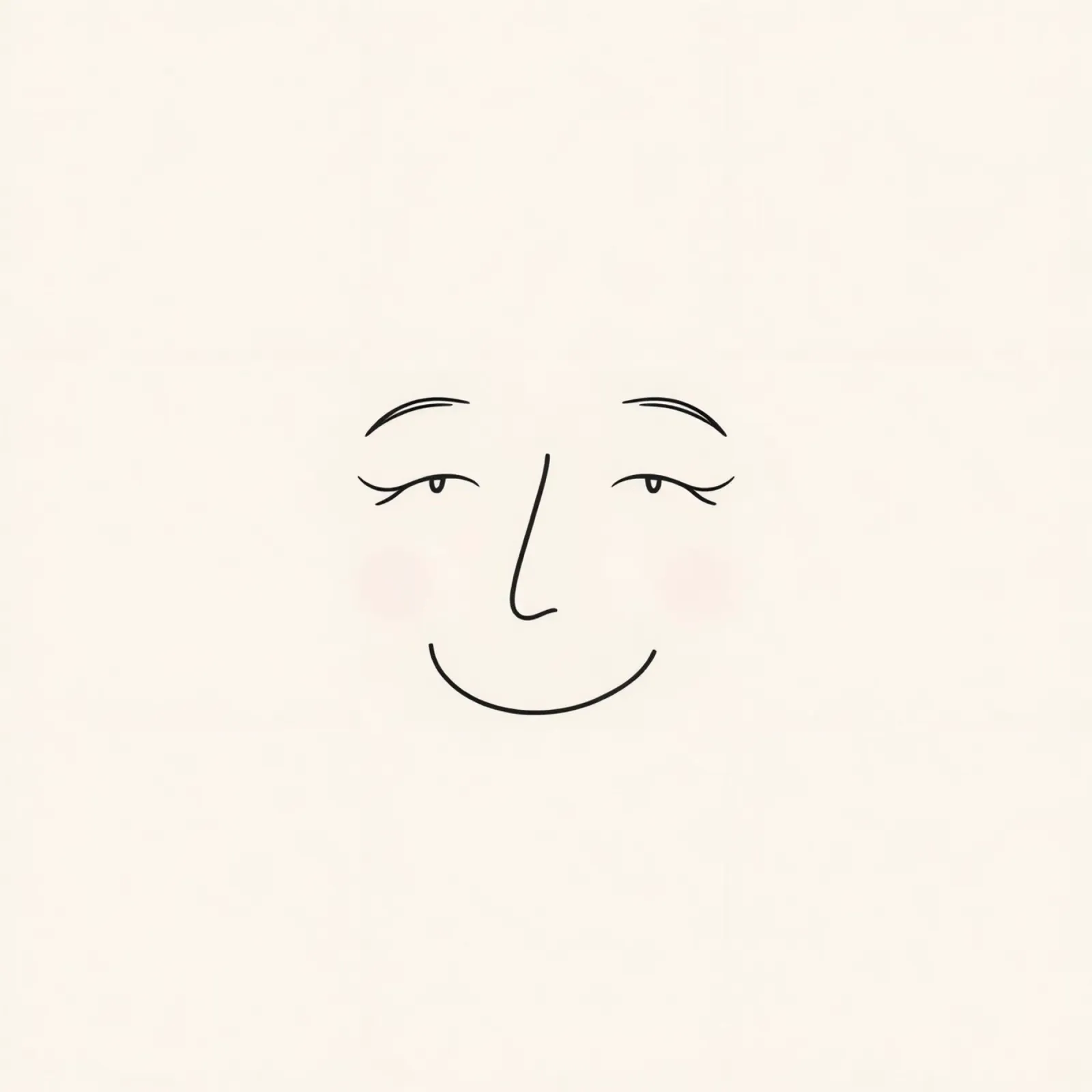 Simple line drawing shows a smiling face with blushed cheek canvas by DesignDoodle