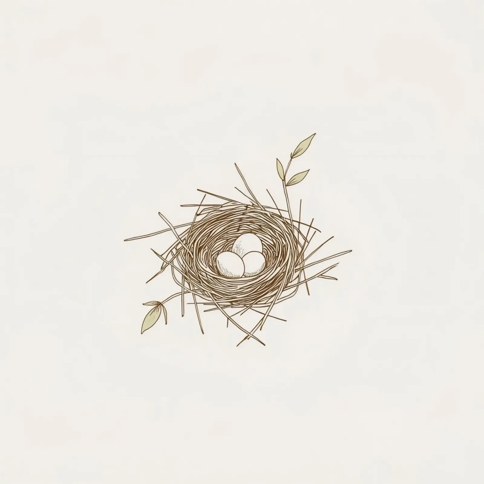Illustrazione del nido con tre uova bianche all'interno, pellicola backlit da DesignDoodle