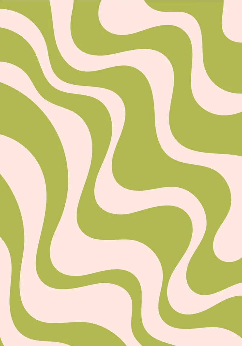 Retro Wavy Pattern in Olive Green and Blush Pink hahnemühle by The Art Club