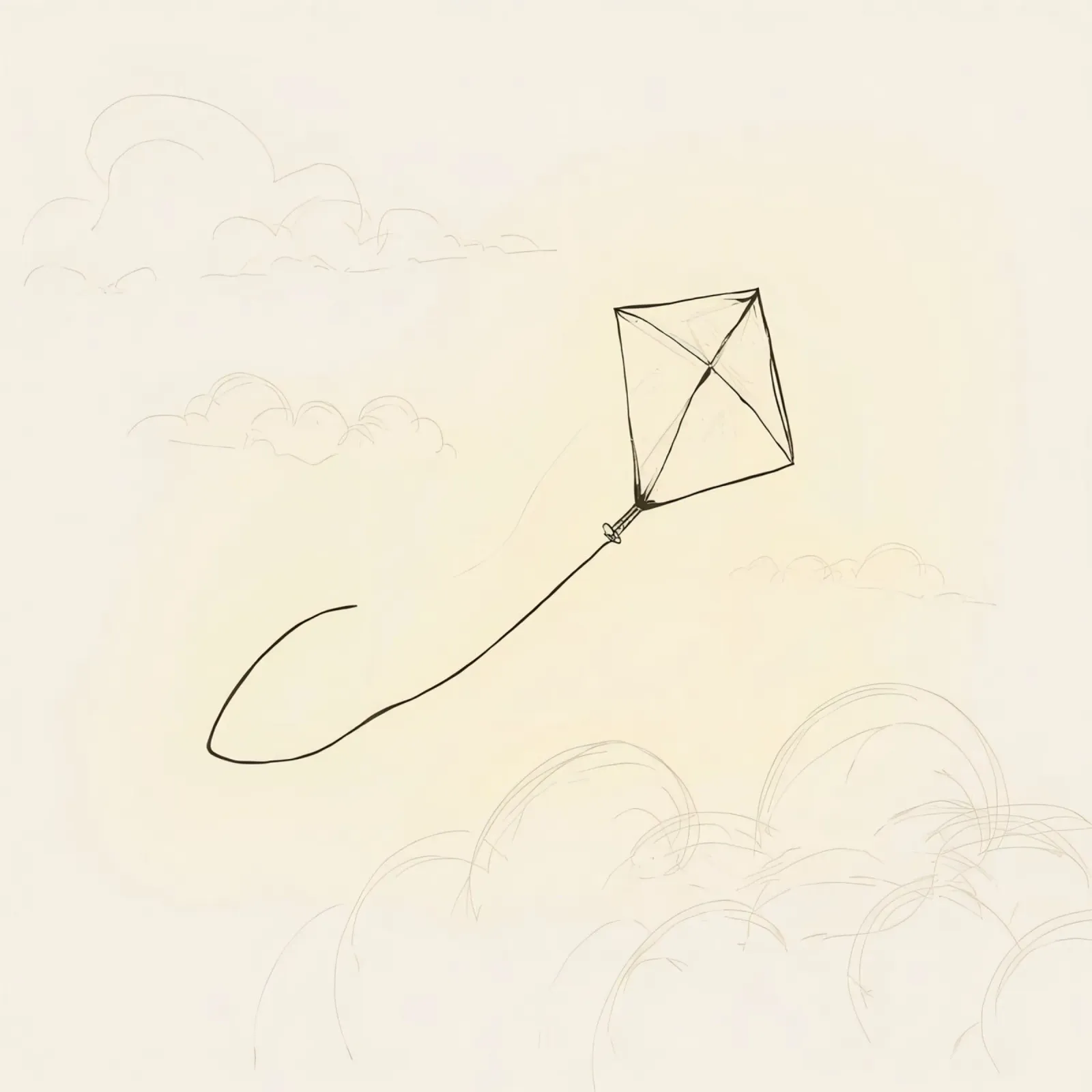 L'aquilone vola in alto con le nuvole abbozzate pellicola backlit da DesignDoodle