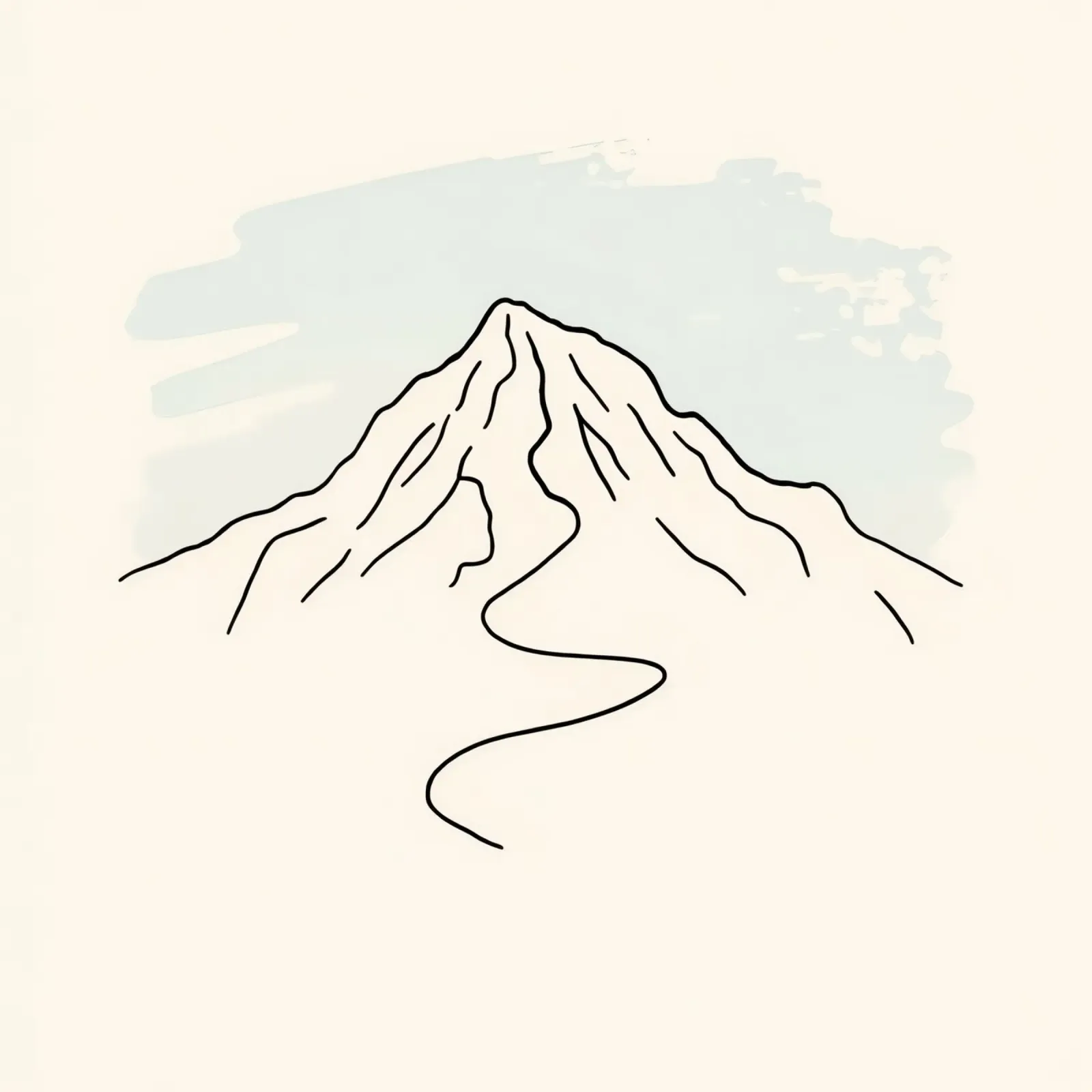 Mountain peak outline with winding trail under soft sky hahnemühle by DesignDoodle