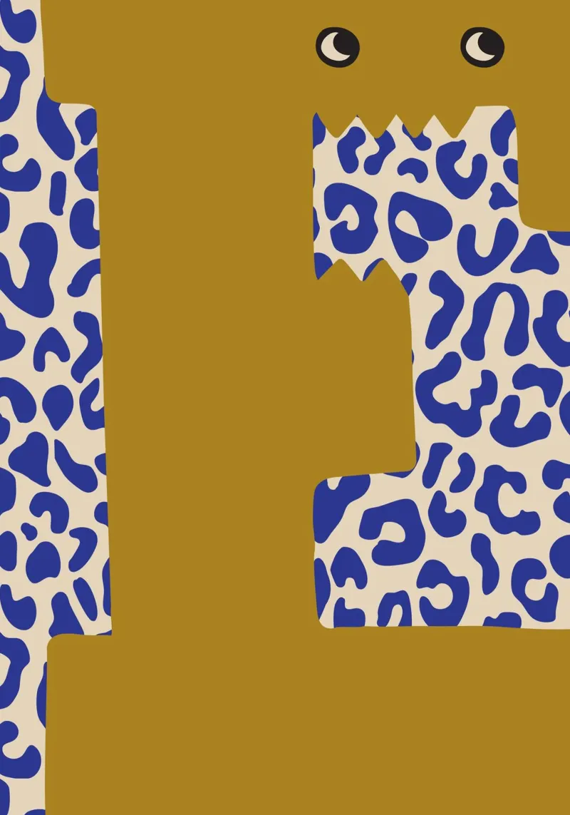 Fun Monster Letter E with leopard background canvas by ALLÉE DE PAPIER