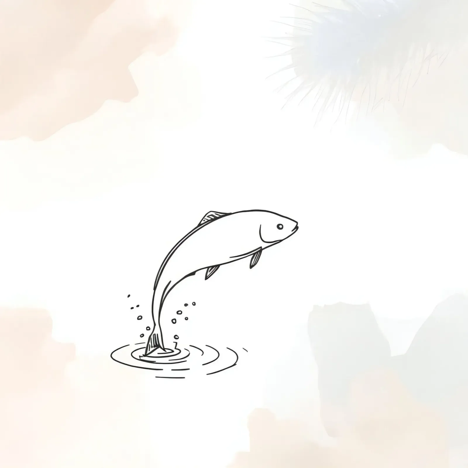 Sketch of a fish leaping from water, with rings and splashes canvas by DesignDoodle
