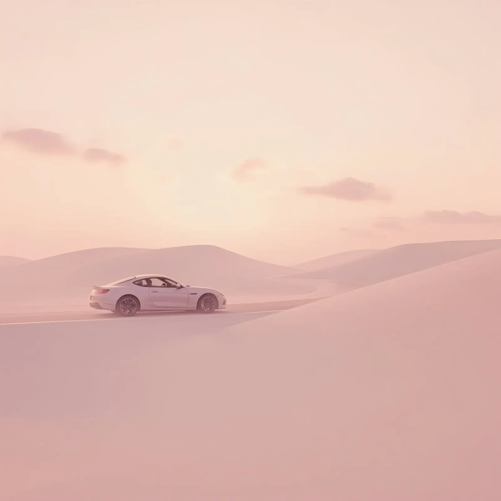 Un deportivo blanco recorre las dunas al atardecer hahnemühle de DesignDoodle