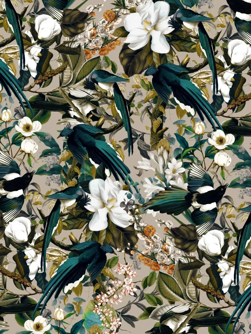 Birds and Floral Pattern pellicola backlit da burcukorkmazyurek