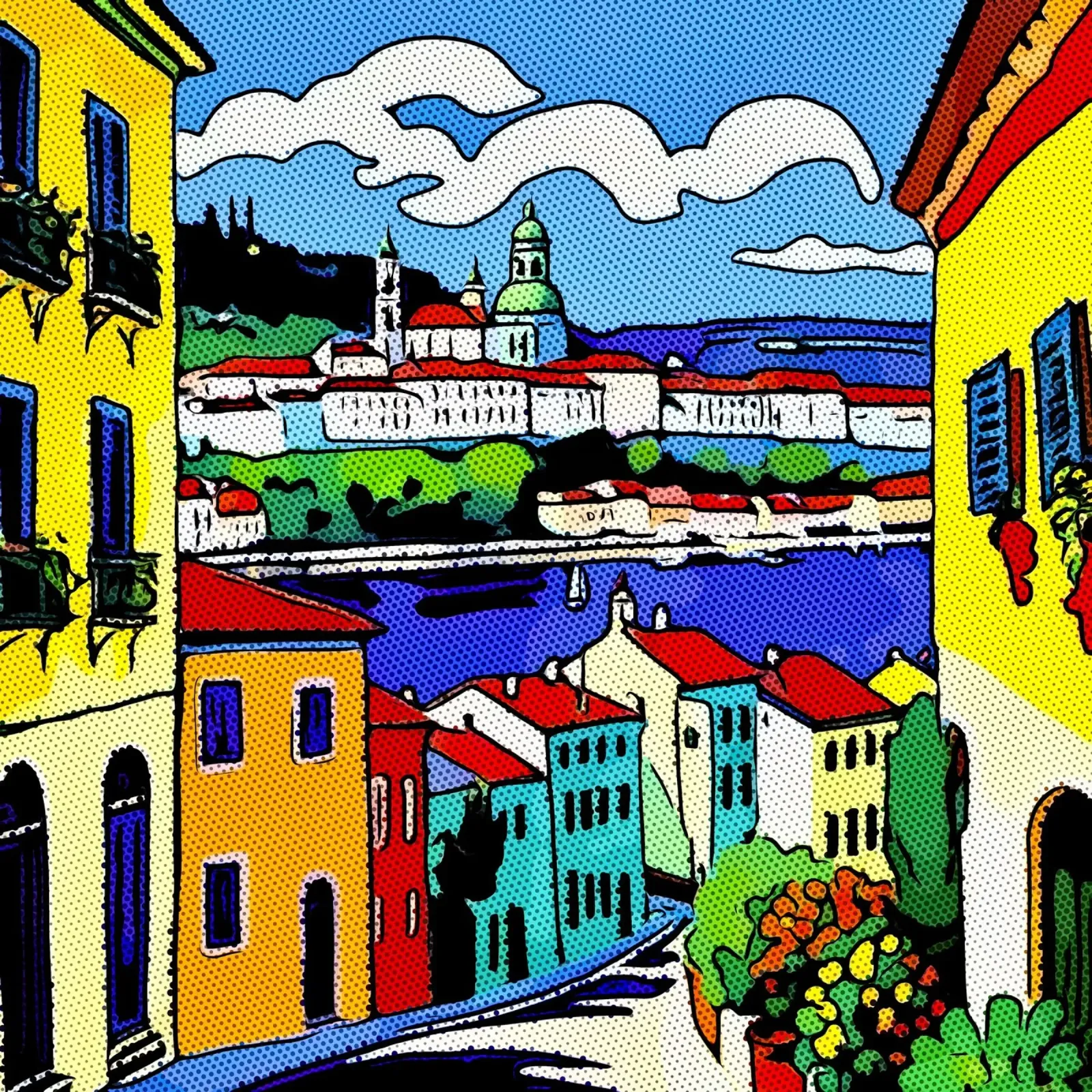 Travelling in Europe, motif 1 canvas with Floater frame by ZAMART - PopArt