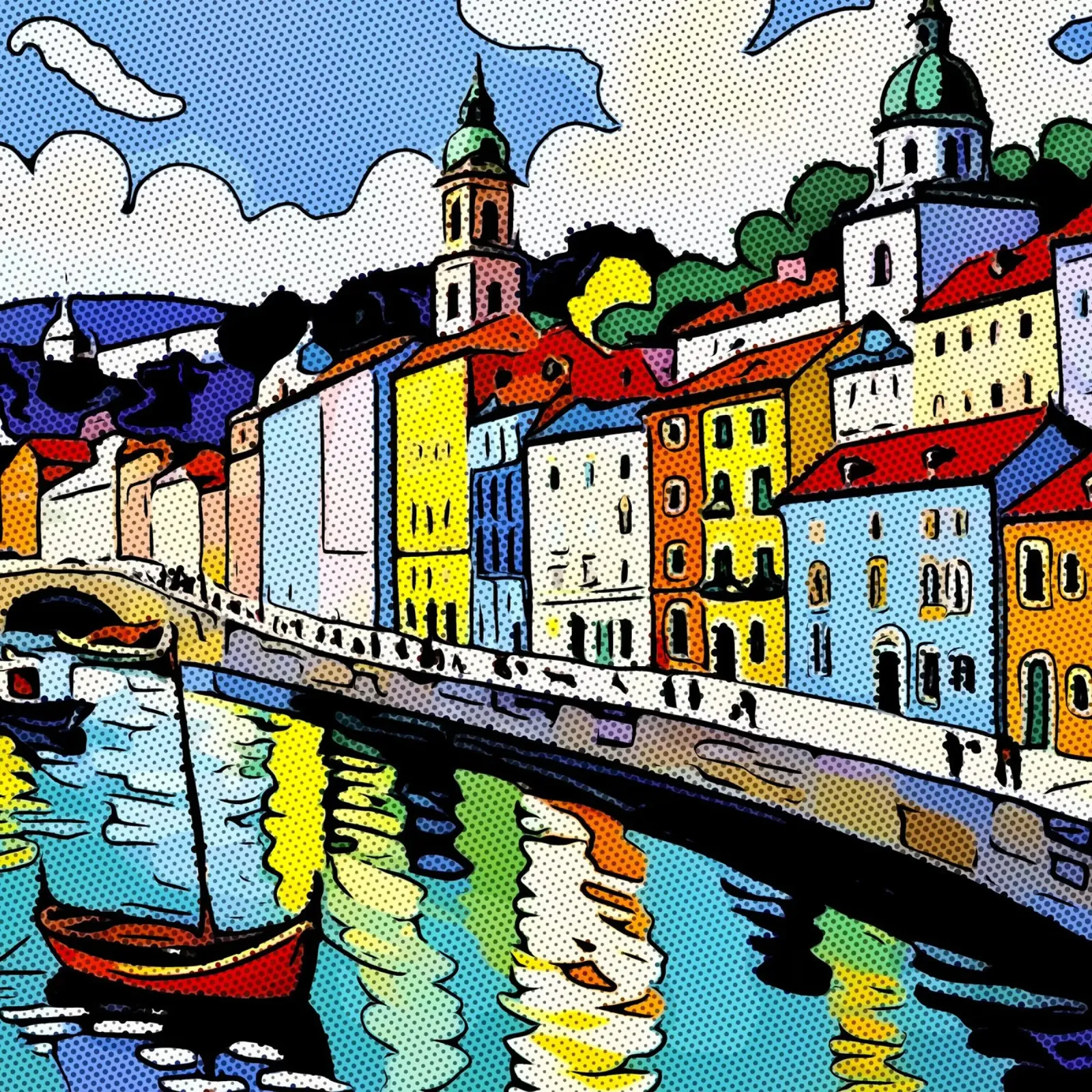 Travelling in Europe, motif 2 canvas with Floater frame by ZAMART - PopArt