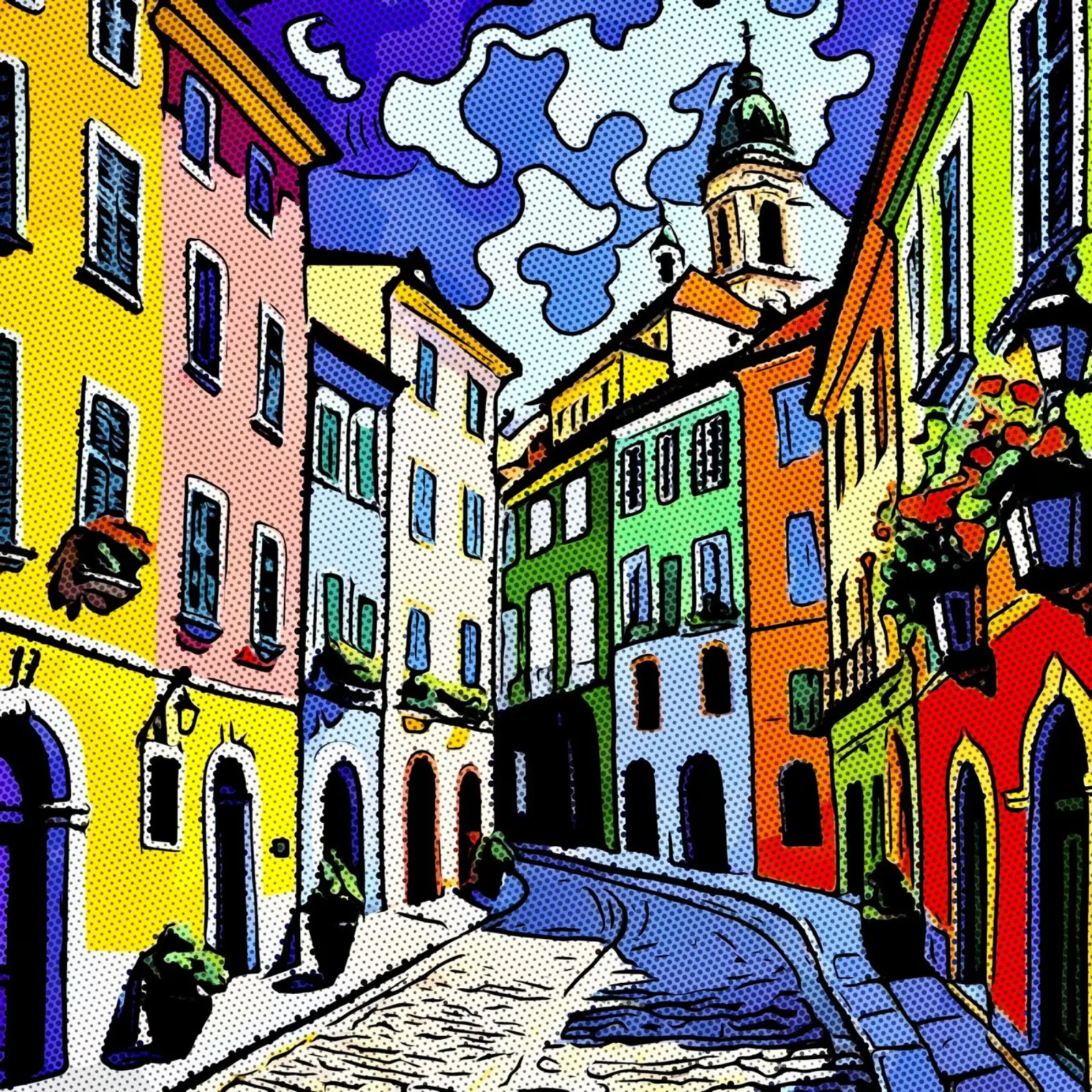 Travelling in Europe, motif 4 canvas with Floater frame by ZAMART - PopArt