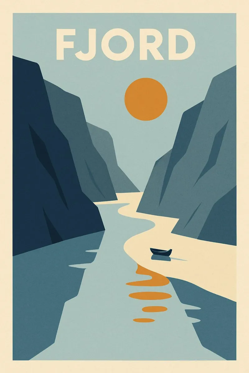 FJORD - Silenzio crudo e bellezza verticale pellicola backlit da JETLAG | affiches voyage