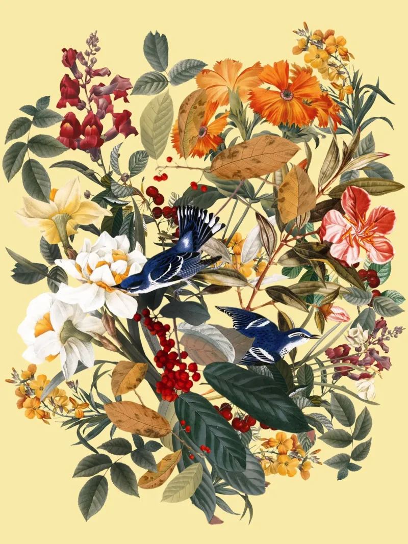 Floral and Birds XXIX poster con telaio in plastica da burcukorkmazyurek