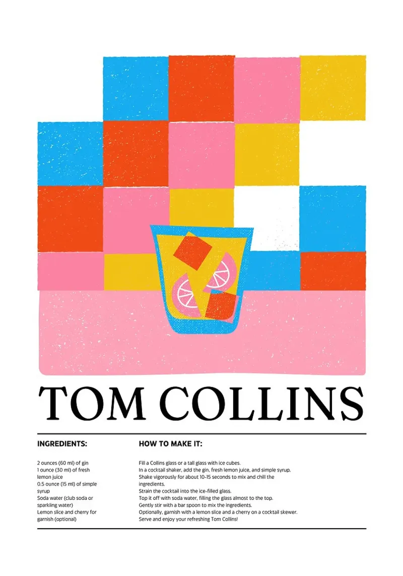 cocktail tom collins poster da E Cannon