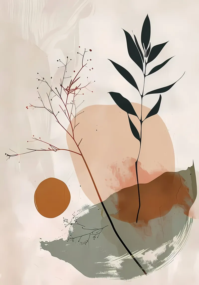 rami foglie poster con telaio in alluminio da Patrick L Lord