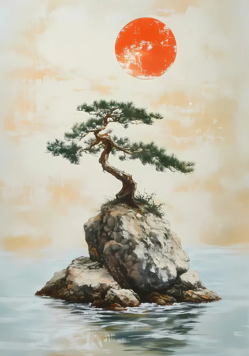 bonsai pine tree rock pellicola backlit da Patrick L Lord