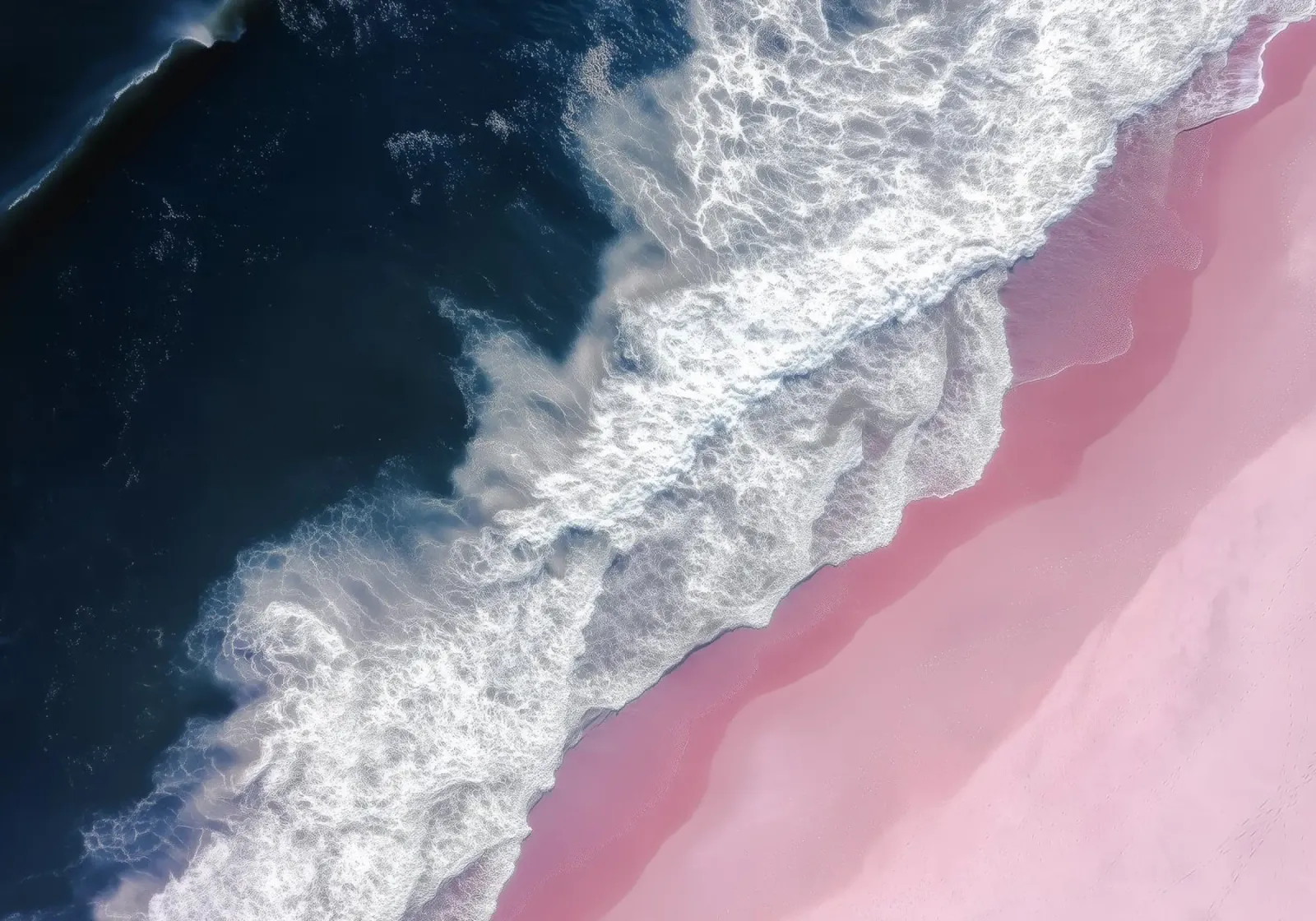 Pink Shoreline – Minimal Aerial Ocean Photography backlit film by Nadjaa