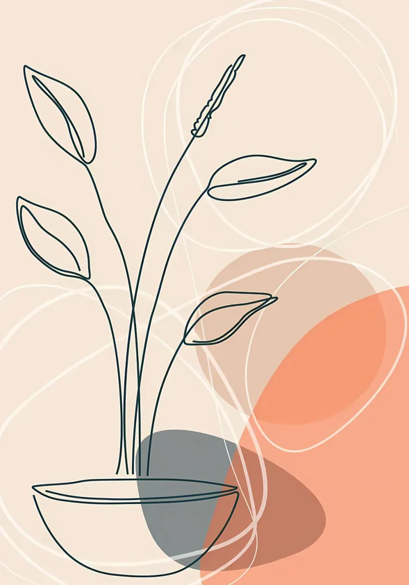 pianta in vaso vaso foglie astratte poster con telaio in plastica da Patrick L Lord