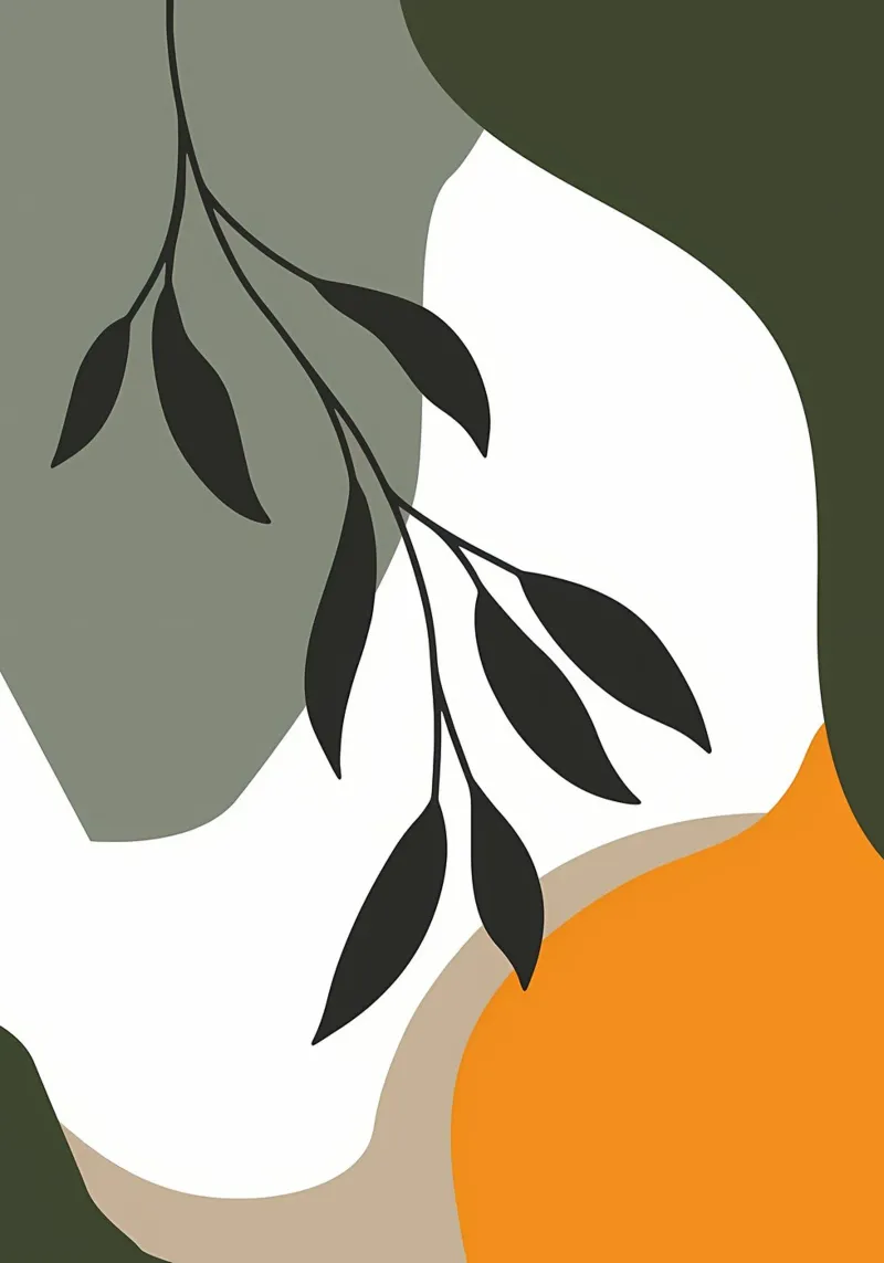 leaf branch silhouette organic canvas by Patrick L Lord