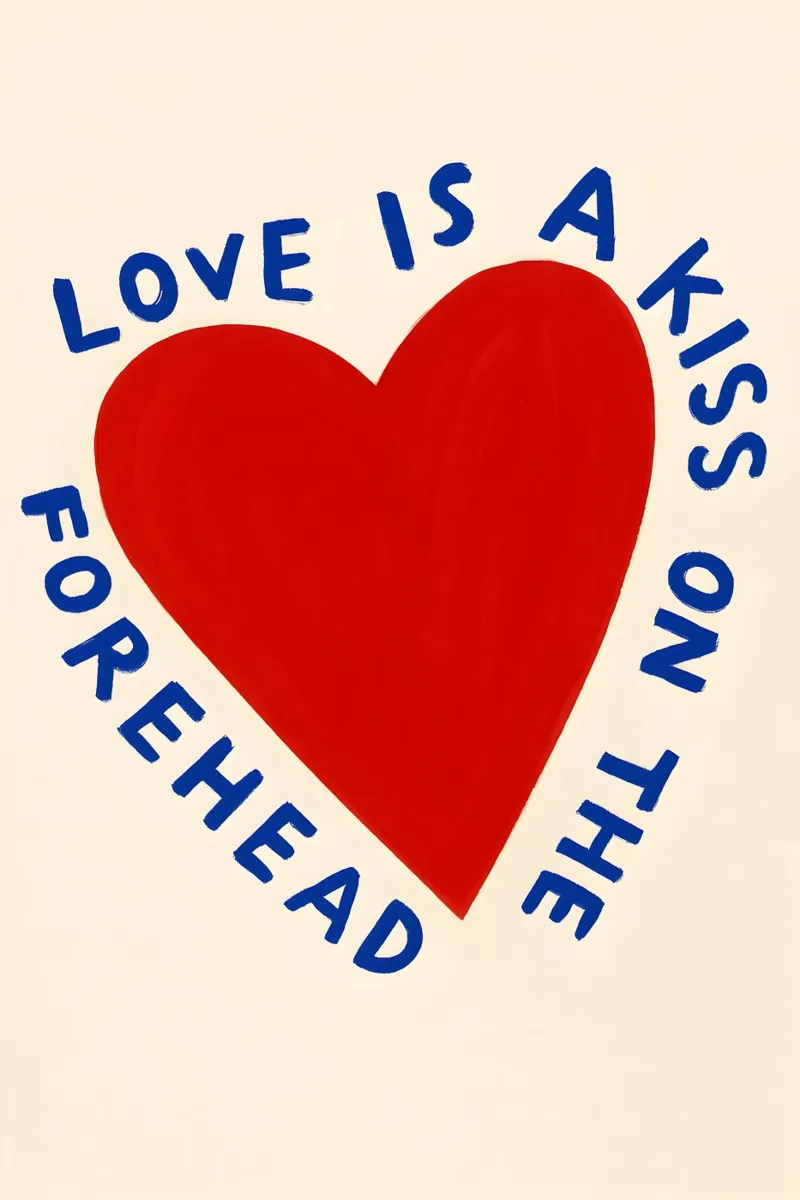 Love Is a Kiss Poster poster with wooden frame by Art.Piece