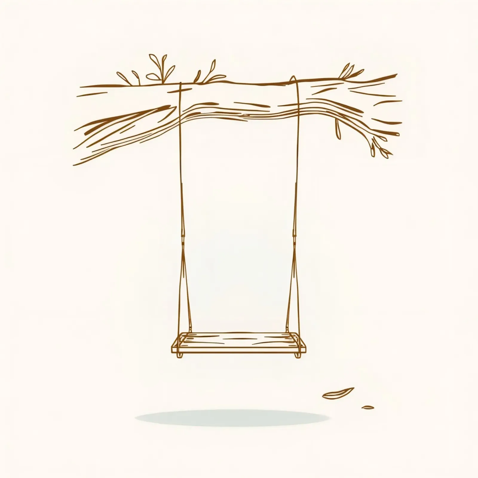 Line art di un'altalena appesa a un ramo d'albero con foglie pellicola backlit da DesignDoodle