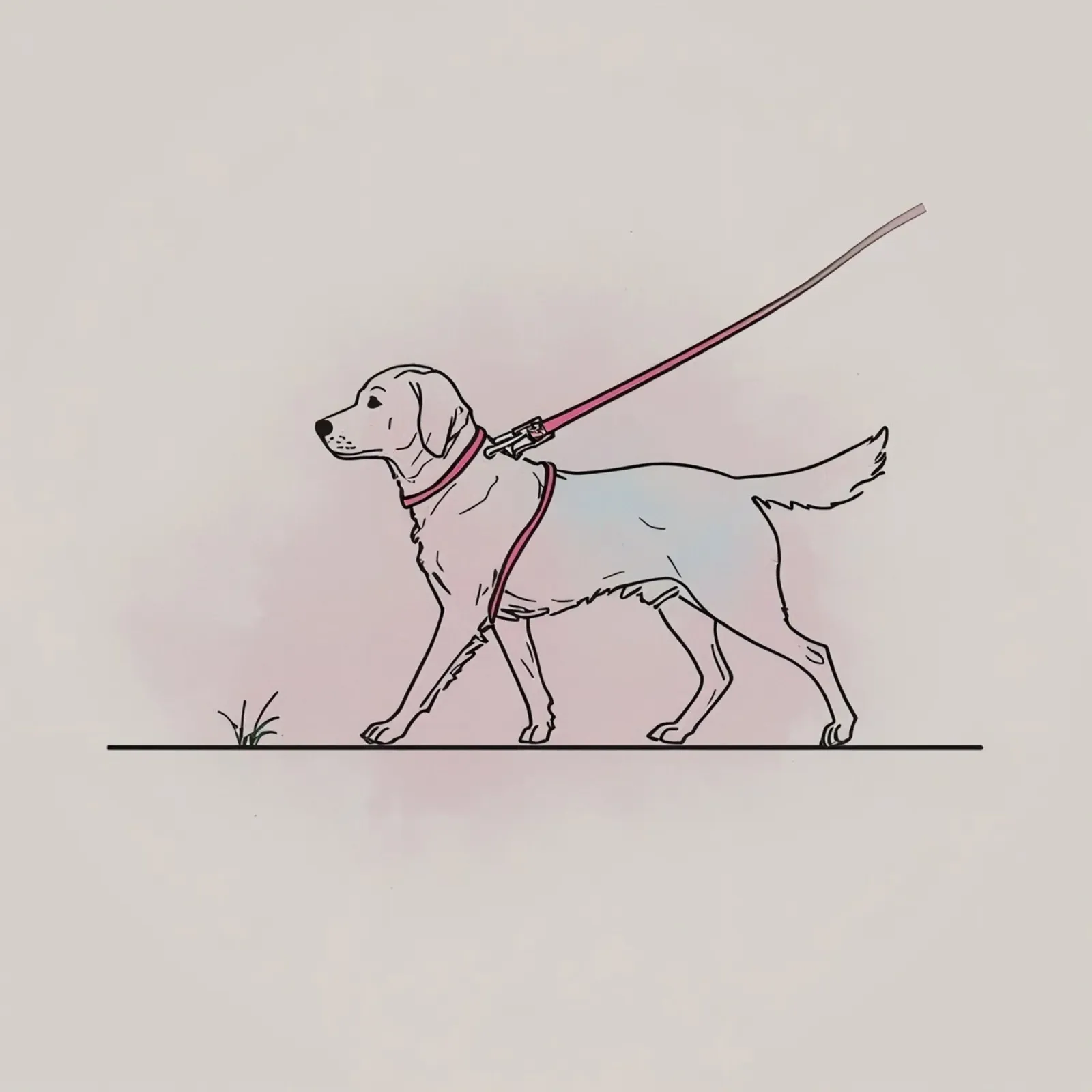 Golden Retriever walks on a leash with collar hahnemühle by DesignDoodle