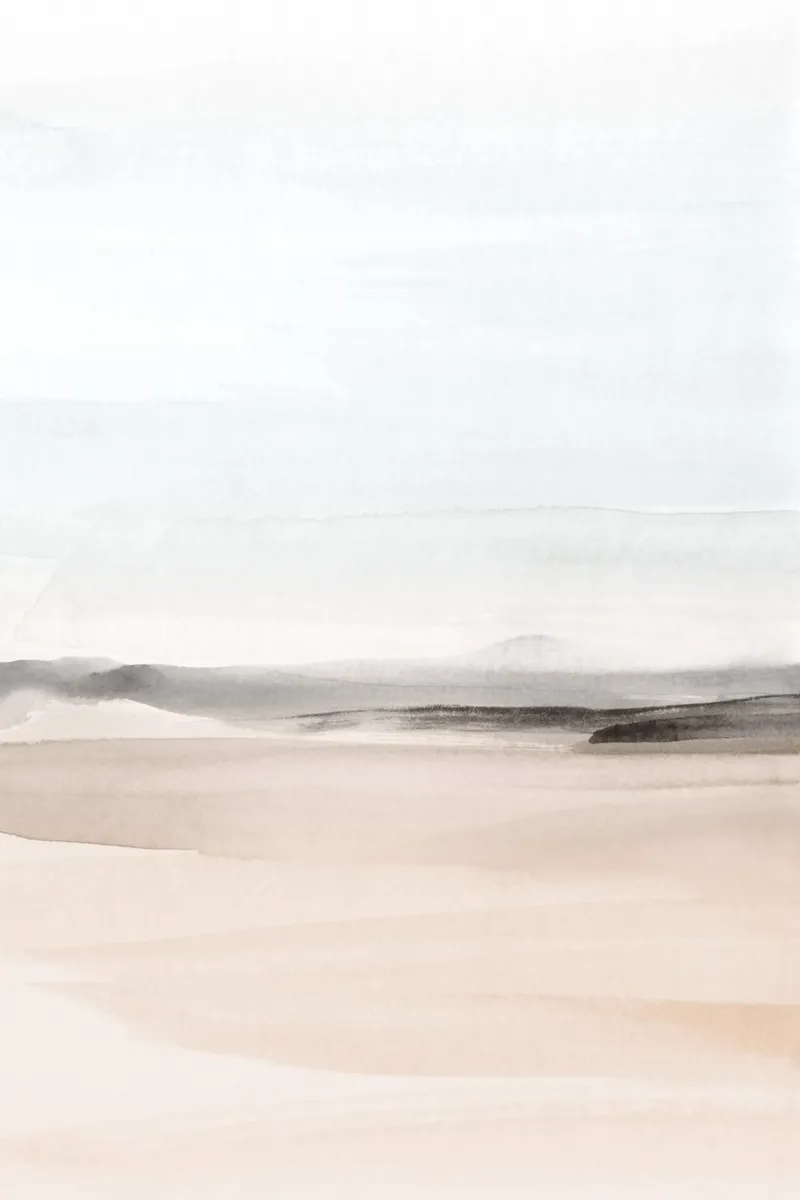 Abstract landscape neutral earth tones 1/2 poster with plastic frame by NouveauPrints