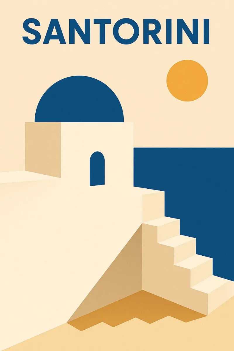 Santorini - L'essenza dell'eterno blu e bianco pellicola backlit da JETLAG | affiches voyage