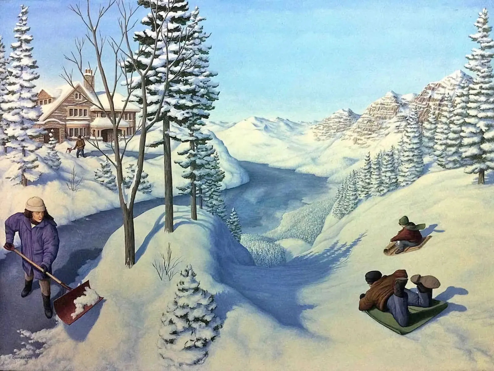 Rob Gonsalves Grande neve pellicola backlit da Trudeau Art Galley